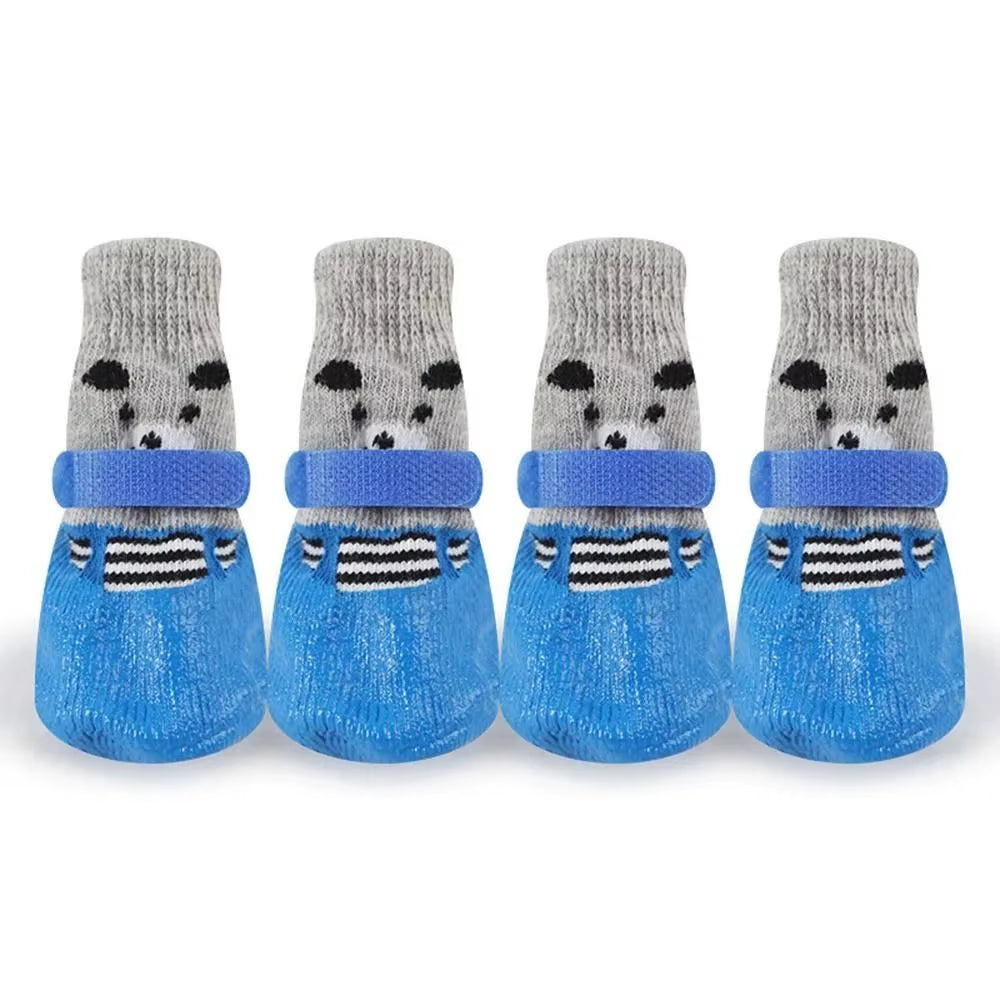 2 Pair Pet Dog Shoes Socks Waterproof Cats Dogs Rubber Socks Non-Slip Dog Rain Snow Boots Socks Dogs Knitting Warm Socks