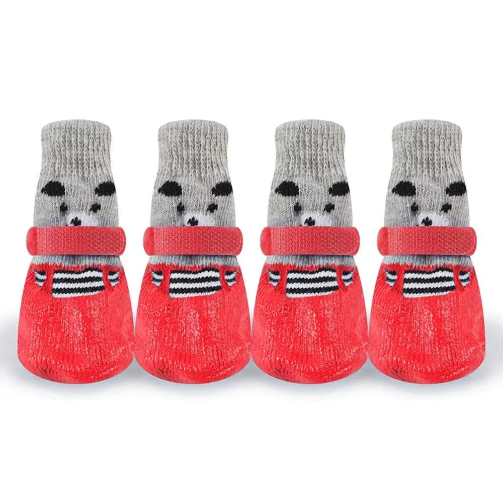 2 Pair Pet Dog Shoes Socks Waterproof Cats Dogs Rubber Socks Non-Slip Dog Rain Snow Boots Socks Dogs Knitting Warm Socks