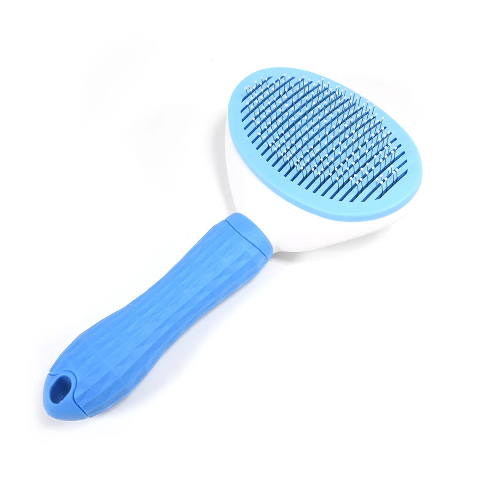 Ultimate Dog & Cat Hair Removal Comb - Stainless Steel Grooming Brush with Non-Slip Grip, Automatic Self-Cleaning Design