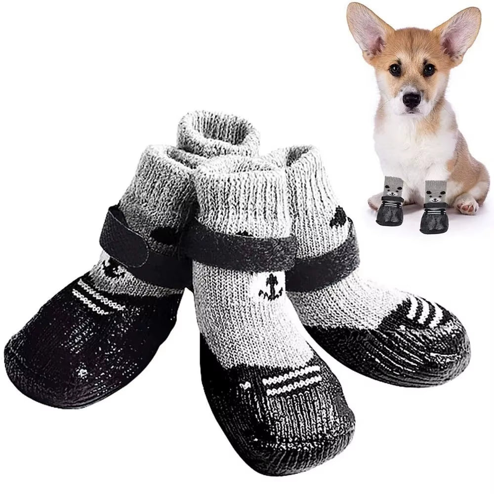 2 Pair Pet Dog Shoes Socks Waterproof Cats Dogs Rubber Socks Non-Slip Dog Rain Snow Boots Socks Dogs Knitting Warm Socks