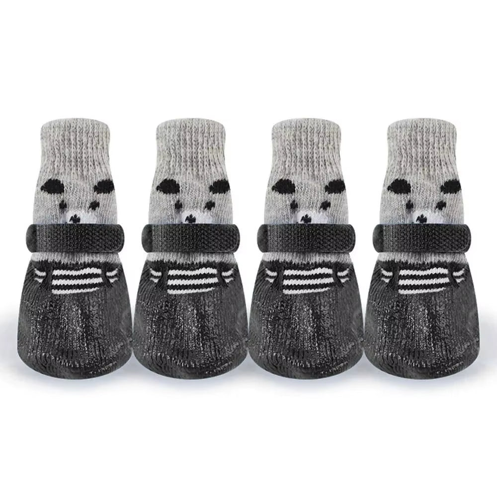 2 Pair Pet Dog Shoes Socks Waterproof Cats Dogs Rubber Socks Non-Slip Dog Rain Snow Boots Socks Dogs Knitting Warm Socks