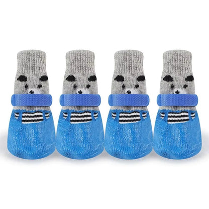 2 Pair Pet Dog Shoes Socks Waterproof Cats Dogs Rubber Socks Non-Slip Dog Rain Snow Boots Socks Dogs Knitting Warm Socks