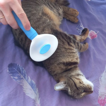 Ultimate Dog & Cat Hair Removal Comb - Stainless Steel Grooming Brush with Non-Slip Grip, Automatic Self-Cleaning Design