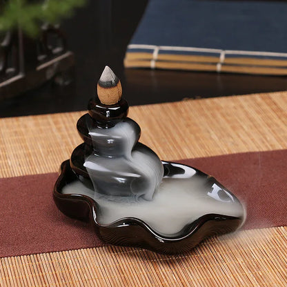 Creative Home Decor Backflow Stick Incense Burner Ceramic Censer Home Decoration Use in Home Teahouse Zen Yoga Decor -No Incense