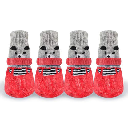 2 Pair Pet Dog Shoes Socks Waterproof Cats Dogs Rubber Socks Non-Slip Dog Rain Snow Boots Socks Dogs Knitting Warm Socks