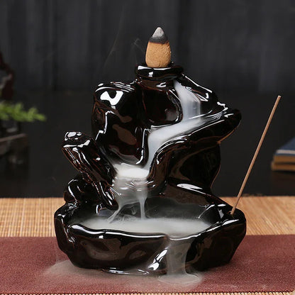 Creative Home Decor Backflow Stick Incense Burner Ceramic Censer Home Decoration Use in Home Teahouse Zen Yoga Decor -No Incense