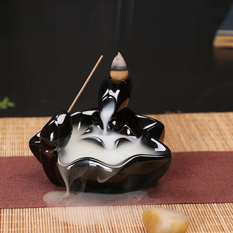 Creative Home Decor Backflow Stick Incense Burner Ceramic Censer Home Decoration Use in Home Teahouse Zen Yoga Decor -No Incense
