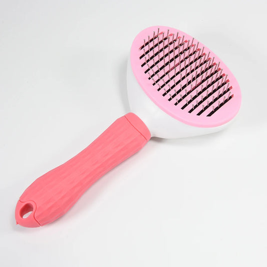 Ultimate Dog & Cat Hair Removal Comb - Stainless Steel Grooming Brush with Non-Slip Grip, Automatic Self-Cleaning Design
